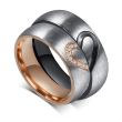 316Steel Prsteny z chirurgické oceli pro páry srdce Barva: Bronz/měď, Velikost prstenu: 53 mm