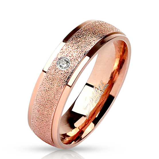 316Steel Prsten z oceli rosegold se zirkonem Velikost prstenu: 51 mm
