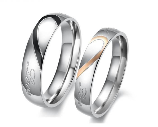 316Steel Prsteny z chirurgické oceli PNY072 pro páry Barva: Bronz/měď, Velikost prstenu: 49 mm