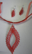 Souprava - náhrdelník + náušnice červený ovál